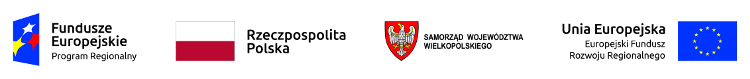 Fundusze Europejskie logo, Polska flaga, Samorząd Województwa Wielkopolskiego logo, Unia Europejska flaga